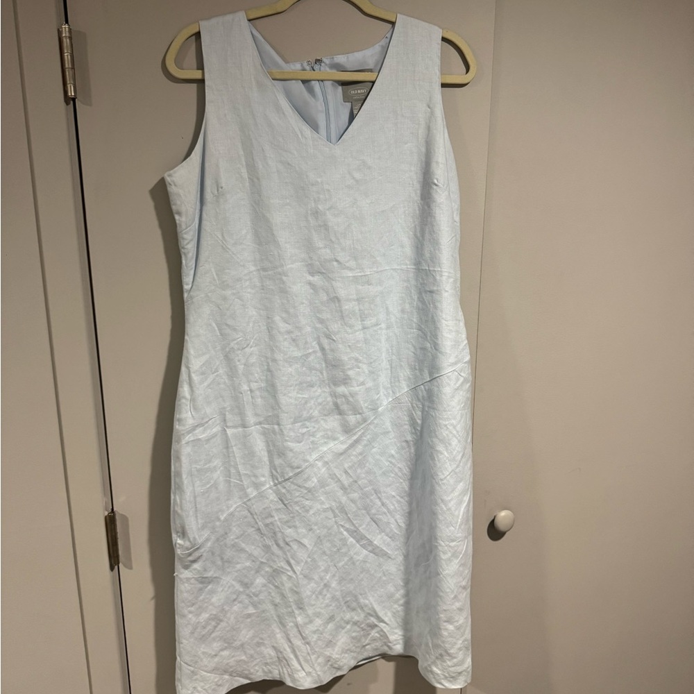 Vintage Old Navy Light Blue Linen Sleeveless Dress